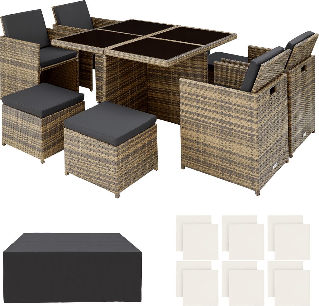 tectake Aluminium Rattan Sitzgruppe Manhattan wetterfest und UV-beständig