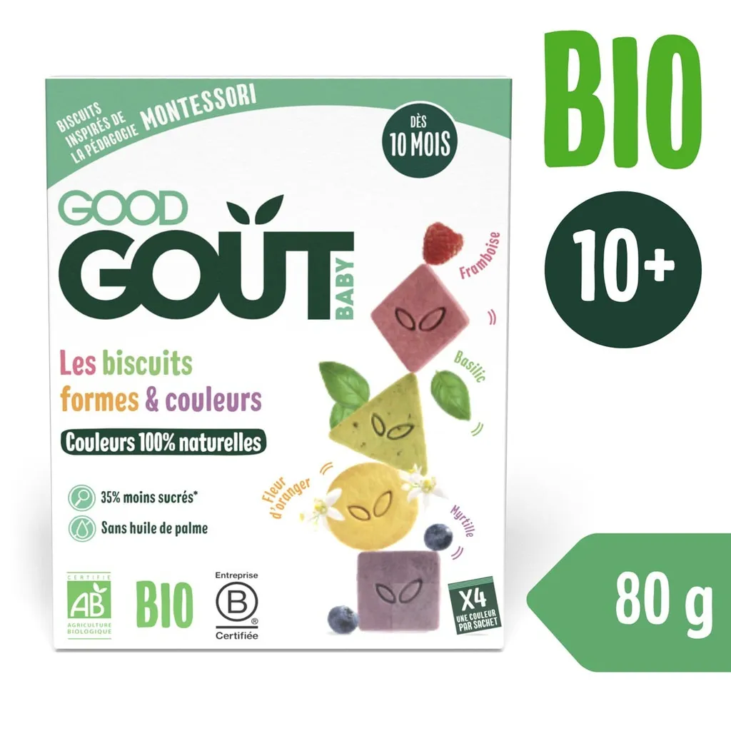 Biscuits Bébé 80g Good Gout - Formes Géométriques et Couleurs Naturelles