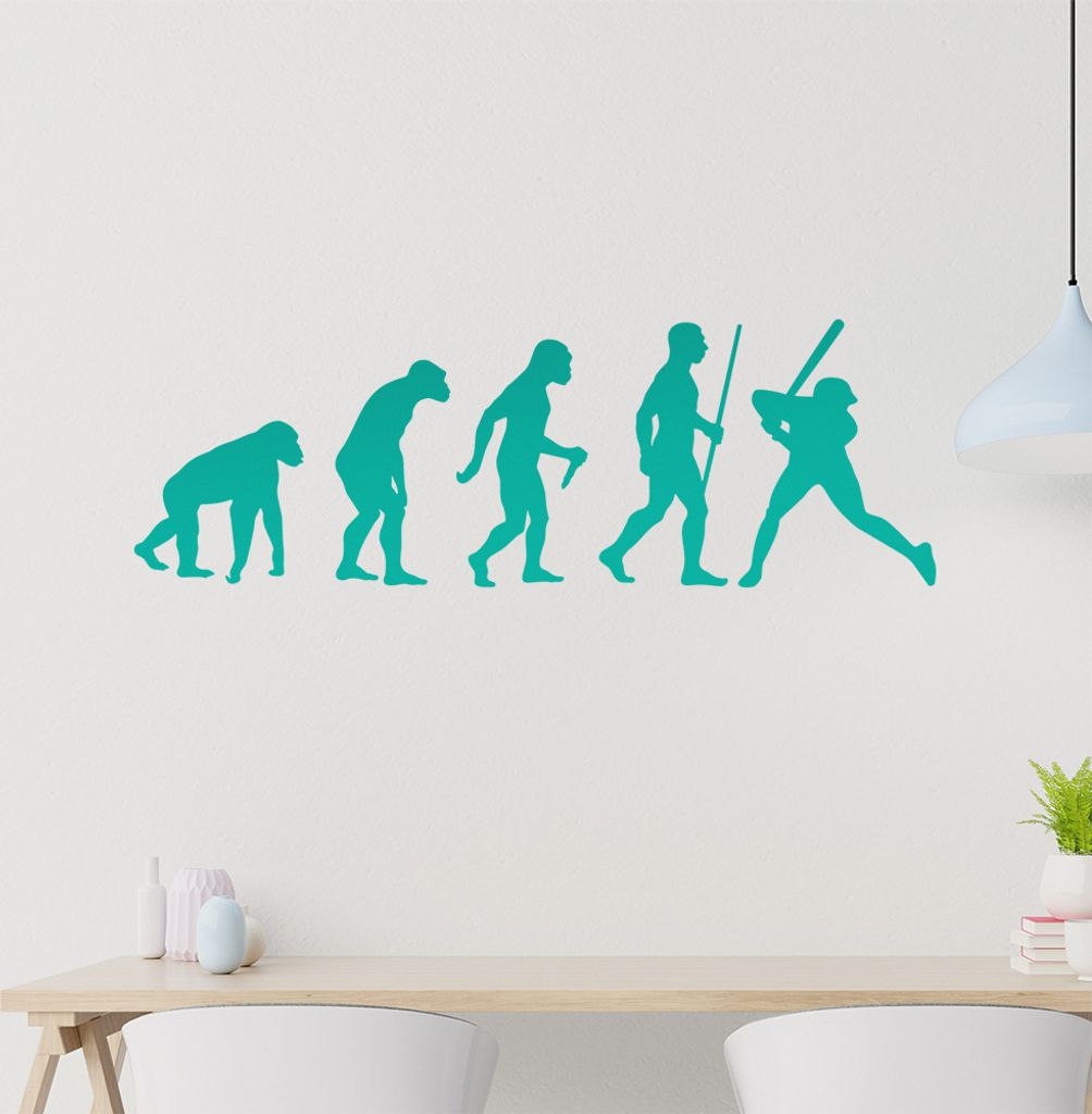 Baseball Game Evolution Wandtattoo Wandaufkleber Wall Sticker - Dekoration, Küche, Wohnzimmer, Schlafzimmer, Badezimmer