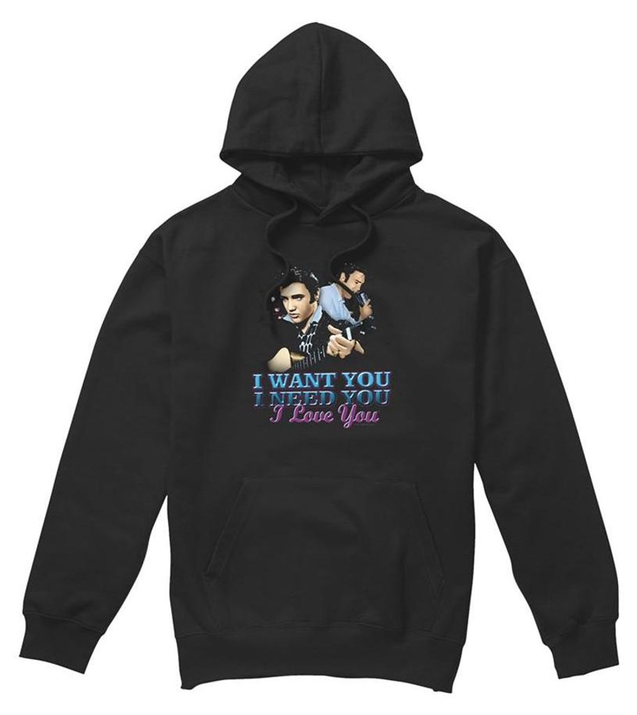 Elvis Presley - "I Want You" Kapuzenpullover für Herren/Damen Uni TV32623 (XL) (Schwarz)