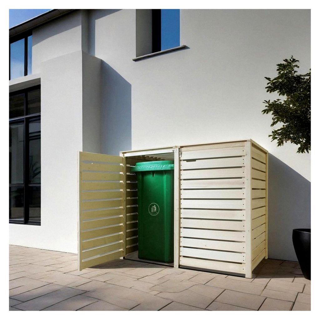 Mülltonnenbox aus Holz für 240L mit Rückwand (2 Tonnen)