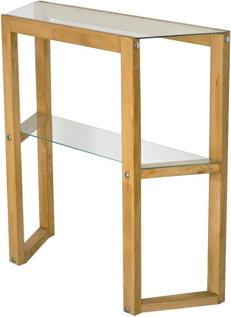 Barga Console 85x31x85h cm Chêne Brun avec Étagère de Rangement Chic