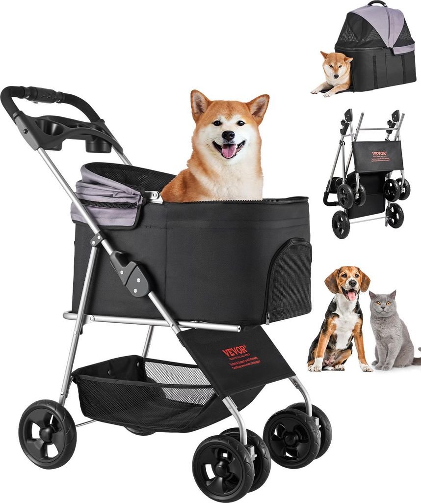 VEVOR Hundewagen 81x46x97 cm, 16,9 kg Tragkraft, faltbarer Produktbild 