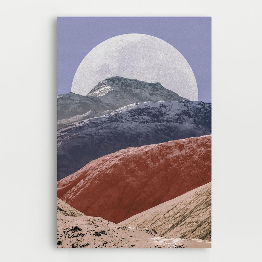 ARTHUB Leinwandbild 40x60 cm, Moon Mountain Art | Wohnzimmerdekoration, Hängende Bilder, Wanddekoration, Heimdekoration, Landschaften, Berge
