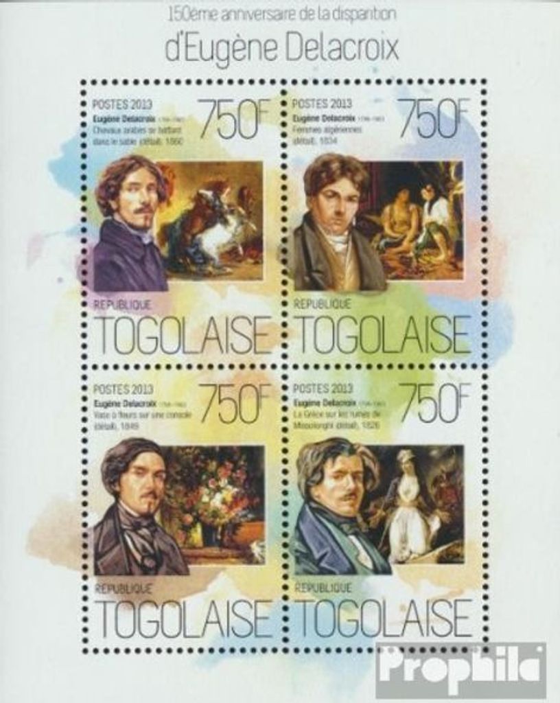 Briefmarken Togo 2013 Mi 5466-5469 Kleinbogen (kompl. Ausgabe) postfrisch Eugène Delacroix