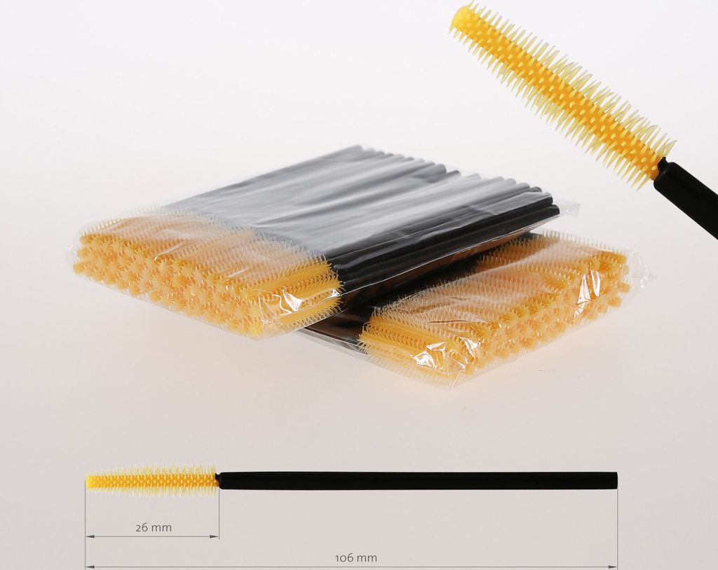 Wimpernverlängerung Wimpernbürste Wimpernbürstchen Mascara Bürste Silikon, Stück:50