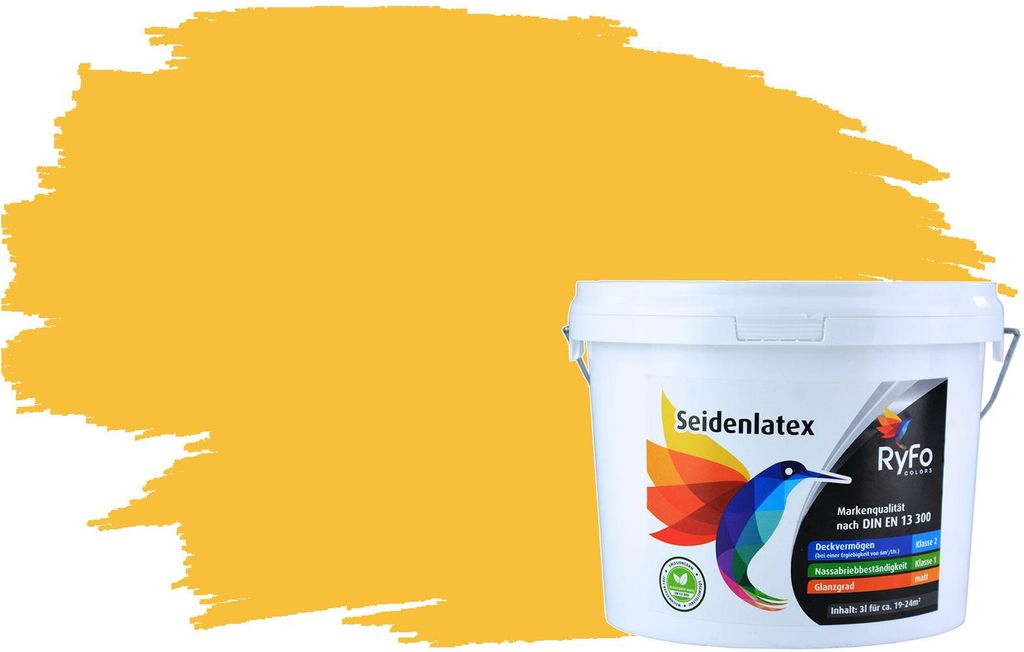 RyFo Colors Seidenlatex Trend Gelbtöne Wüstengelb 3l - bunte Innenfarbe, weitere Gelb Farbtöne und Größen erhältlich