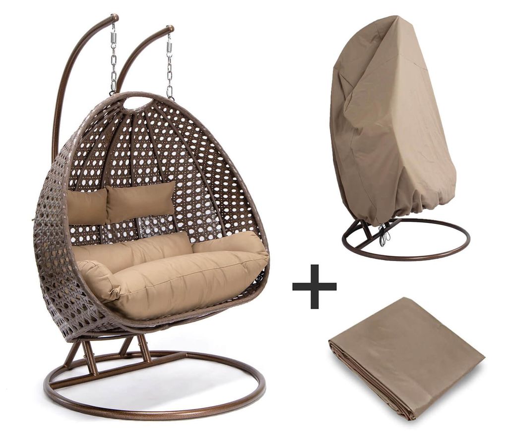 HOME DELUXE - Hängesessel TWIN - Braun, Höhe 195 cm - inkl. Produktbild 
