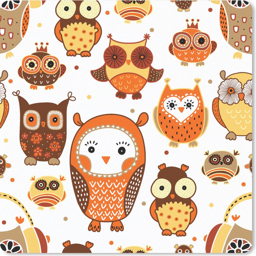 MuchoWow Mauspad Mousepad Mädchen - Eule - Orange - Muster - Mädchen - Kind - Kinder 30x30 cm - Mousepads - Maus Mat - Pad - Mausunterlage - Ga...