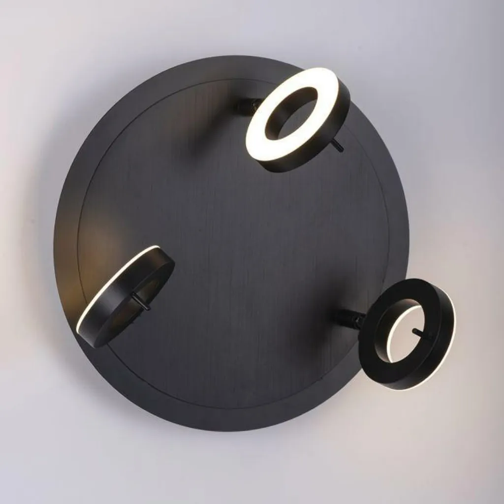 Plafonnier LED Anthracite pour Salon et Cuisine 3 Lampes Acier Ø 33 cm - 11