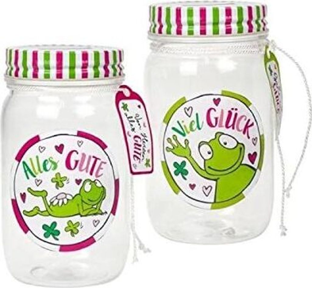 Sparschwein / Spardose aus Kunststoff / Organizer / Wunschsammler / Frosch Motiv / Alles Gute / Viel Glück / Geschenke - 2 Stück