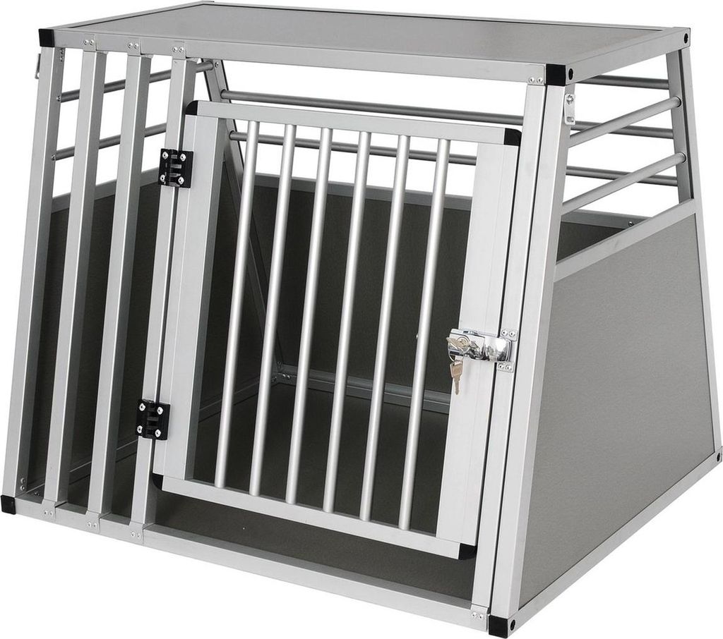 Auto-Hundebox Gael – Aluminium Hundetransportbox – Autokennel & Reisehundebox – Silber – 65×65×80cm – Leicht & Stabil