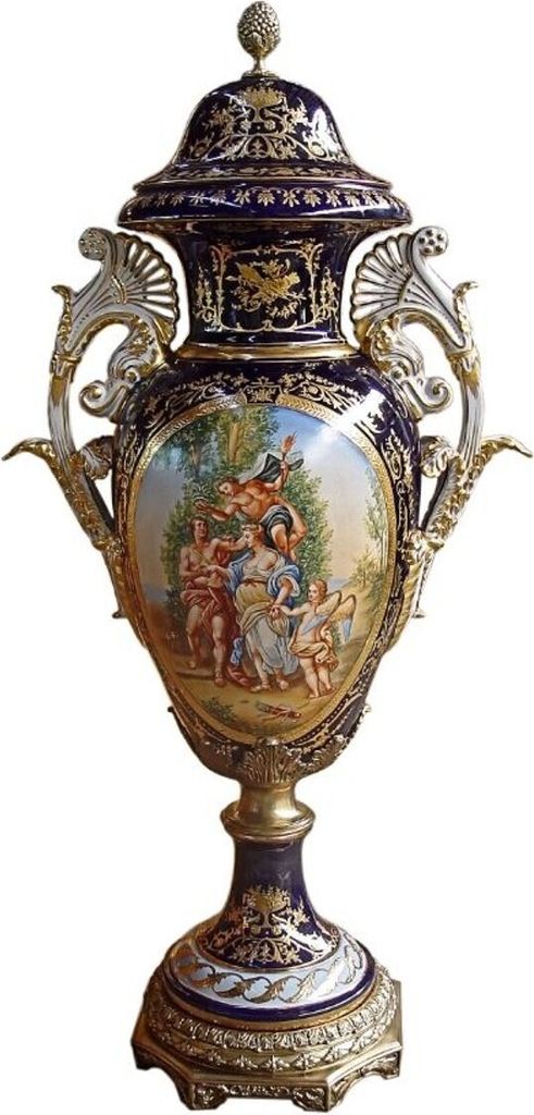 Casa Padrino Luxus Barock Porzellan Vase mit Deckel H. 126 cm - Limited Edition