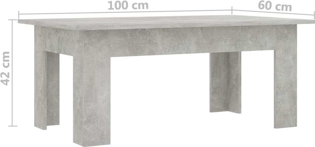 Tavolino Basso In Agglomerato Grigio Cemento - 100x60x42 Cm - 2