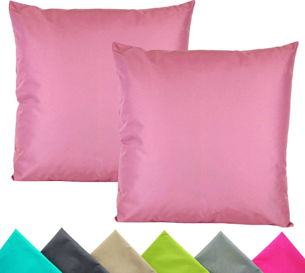JACK 2er Set 40x40cm Outdoor Kissenhülle Kissenbezug Wasserfest Sitzkissen Lounge Kissen Garten Stuhl Lotus Effekt, Farbe:Weinrose