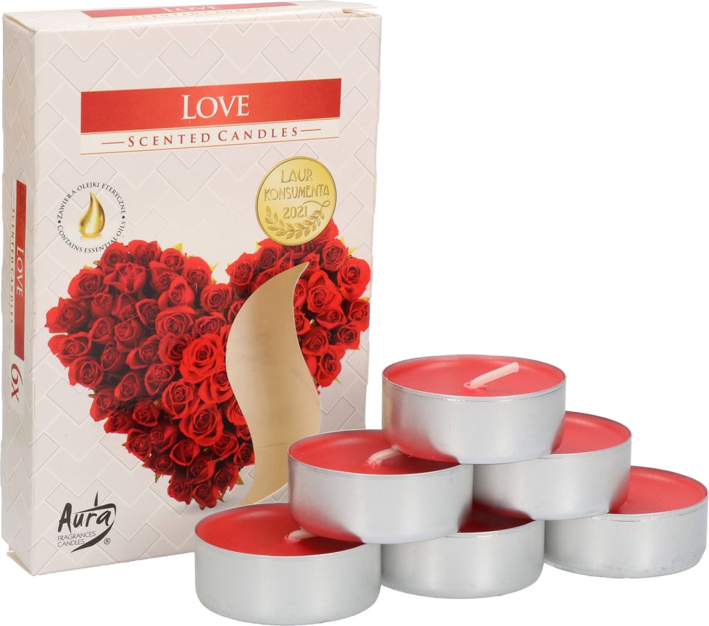 KOTARBAU 6er Pack Duftkerzen Teelichter Love Duftteelichter Brenndauer 4 Stunden