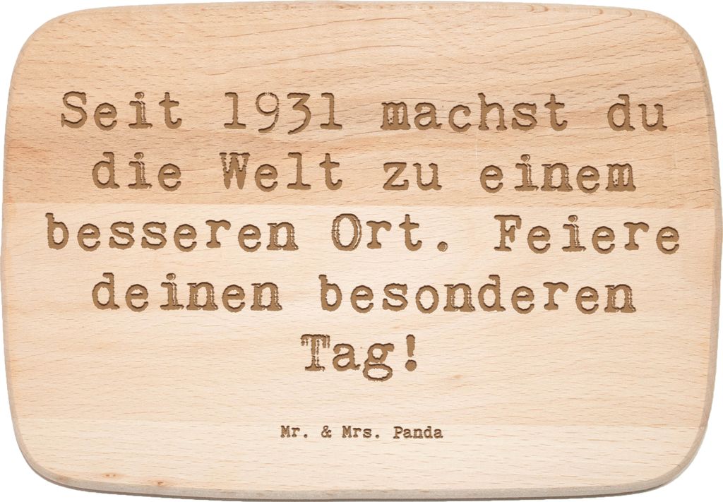 Mr. & Mrs. Panda Frühstücksbrettchen Spruch 1931 Geburtstag - Transparent - Geschenk, Happy Birthday, Seit, Geboren am, schneidebrettchen, Geburt...