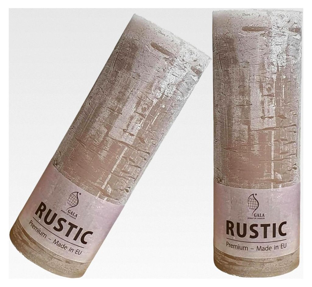 2 Rustikale Stumpenkerzen von Gala - Taupe - 2 Stück - 19 x 6,8 cm - Dekorative Kerzen - Lange Brenndauer - Unparfümiert - Natürliches Pflanzenw...