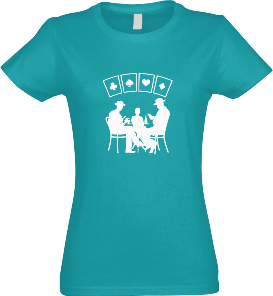 Kiwistar - T-Shirt tailliert - Damen - türkis - Kartenspiel Pokern - mit Motiv Bedruckt - Funshirt Design - Sport - Freizeit - Damen - XL