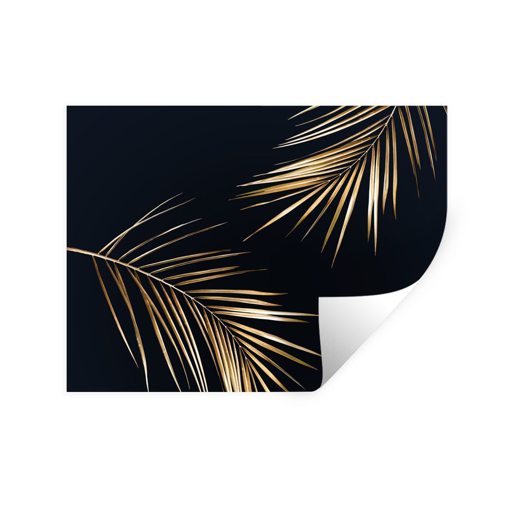 MuchoWow Wandtattoo Wandsticker Wandaufkleber Blätter - Pflanzen - Gold - Schwarz - Luxus 40x30 cm Selbstklebend und Repositionierbar - Faltenfrei