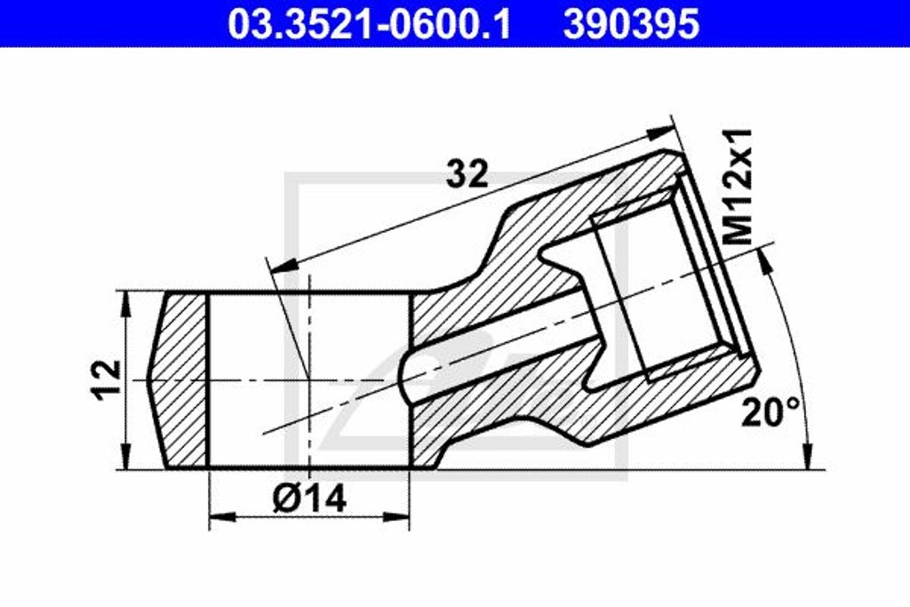 ATE Ringstutzen Rohrleitung 03.3521-0600.1 32 0mm 12 0mm