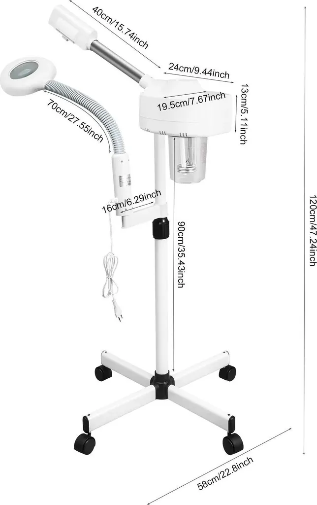 Vapeur d'ozone et loupe 5x ivoire pour un nettoyage visage en profondeur