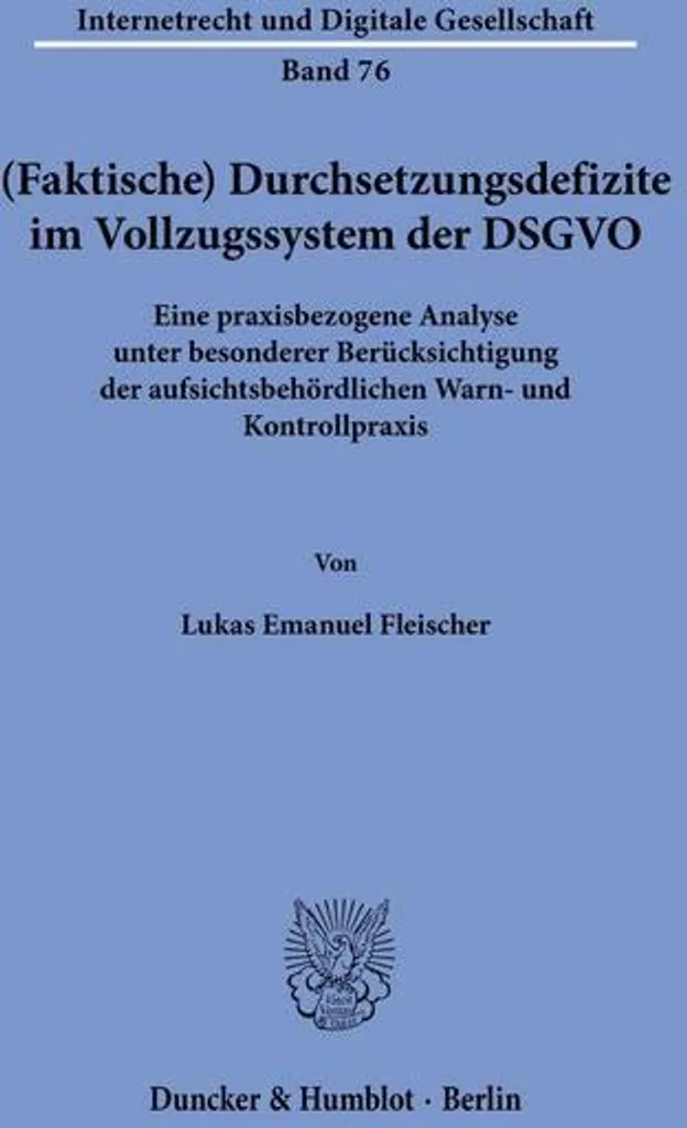 Livre Droit RGPD : Durchsetzungsdefizite im Vollzugssystem der DSGVO