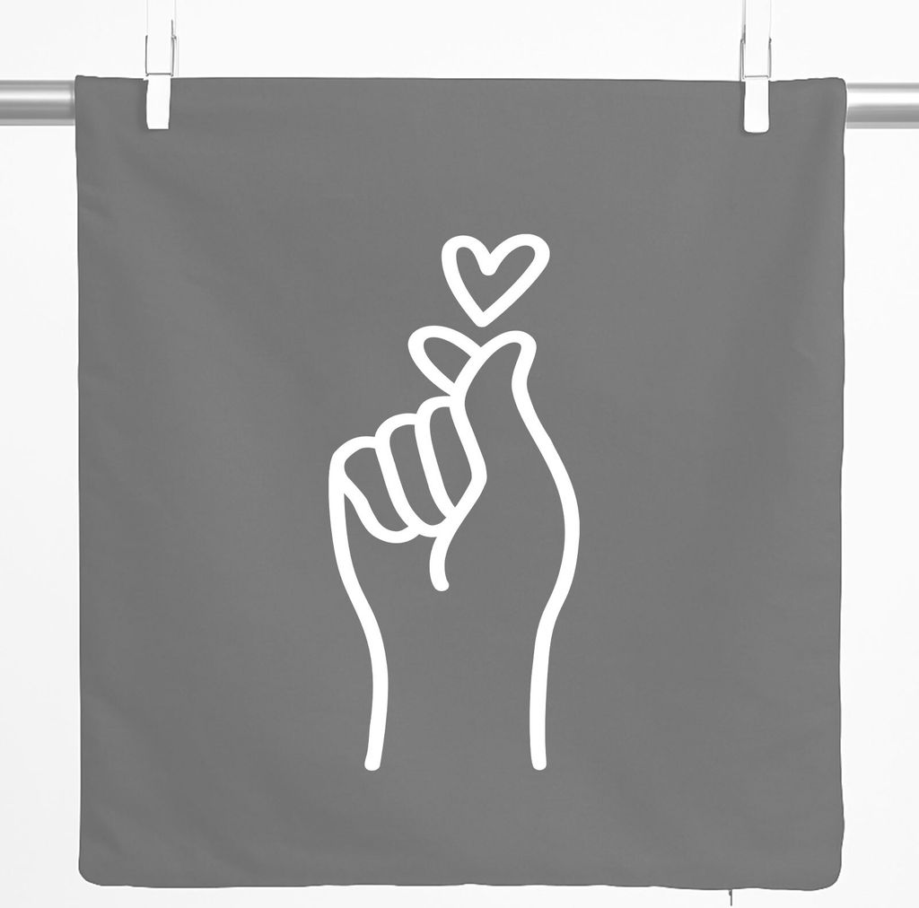 Huuraa Kissenbezug K-Pop Fingerherz Zeichen 40x40cm Steel Grey Baumwolle Dekokissenbezug Geschenkidee