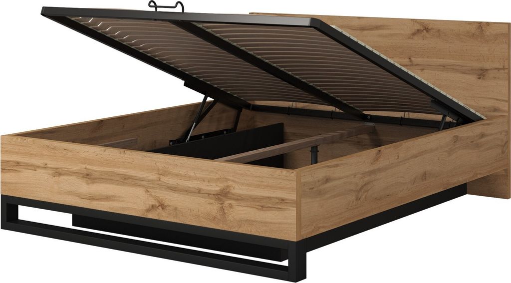 Bett Mit Lift Lattenrost Bettkasten 160X200 Cm Halle 51 Produktbild 