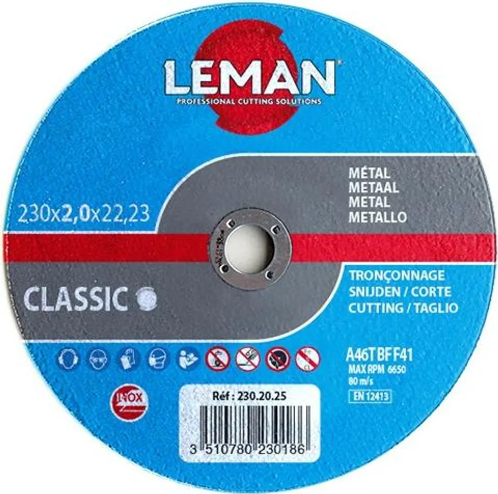 Disque à tronçonner inox 230 mm pour chantiers et découpes de charpentes