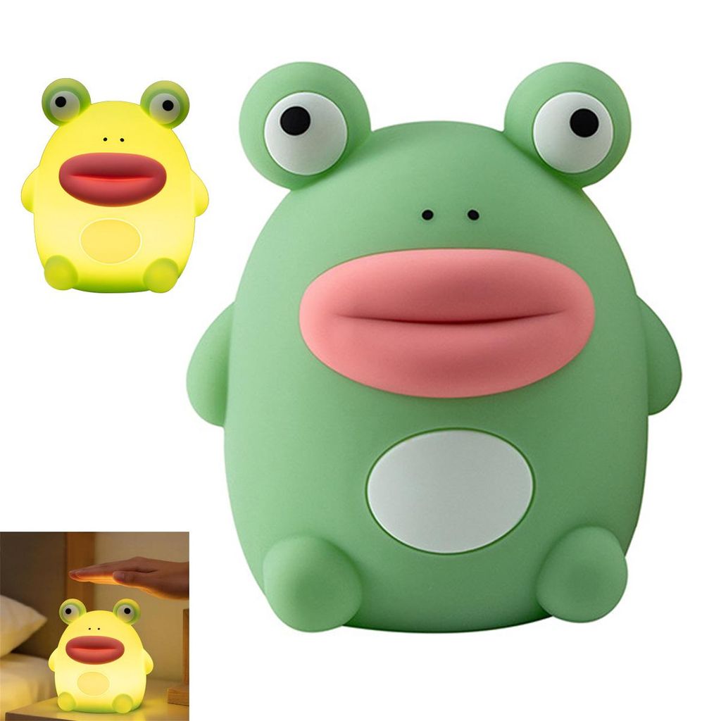 Frosch-Nachtlicht,tragbares Nachtlicht,Niedliche, 3-stufig dimmbare Tier-Silikonlampe für Kinder, Mädchen, Jungen und Teenager, wiederaufladbares