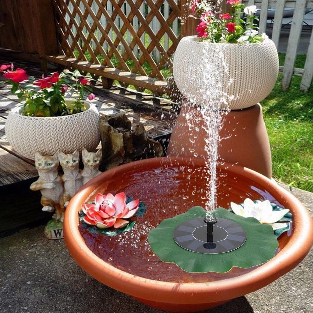 5V 1.6W Solar Wasserbrunnen Pumpe Schwimmende Landschaft Brunnen für Outdoor-DekorationMit Lithium-Batterie 800MA Lotus Leaf Dekor