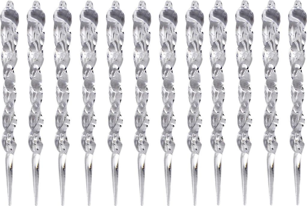 12 Acryl-Eiszapfen-Weihnachtsbaumschmuckstücke, klare Kristall-Eiszapfen, zum Aufhängen für Weihnachten, Neujahr, Feiertage, Hochzeiten, Winterp...