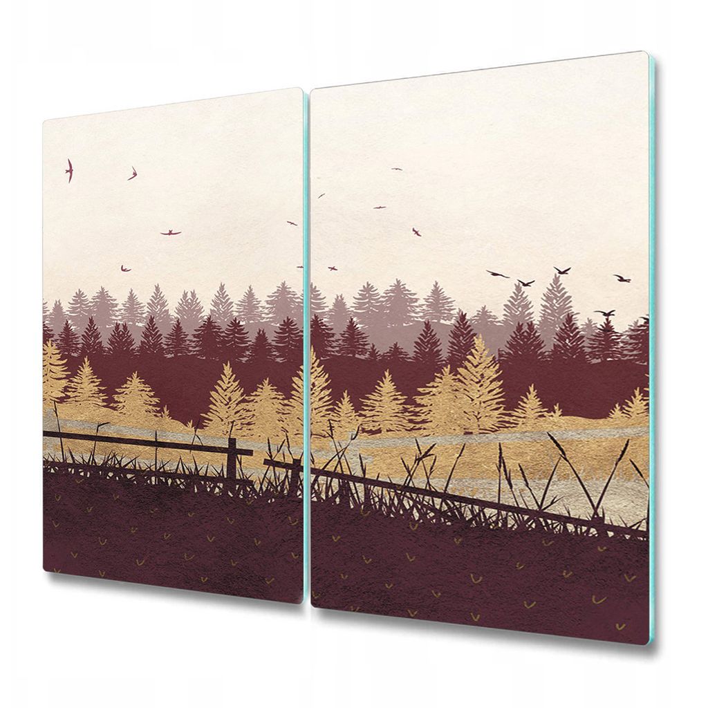 Küchenschneidebrett - Glasschneidebrett - Herdabdeckung - 2x 30x52 cm - Herbstwald der Bäume