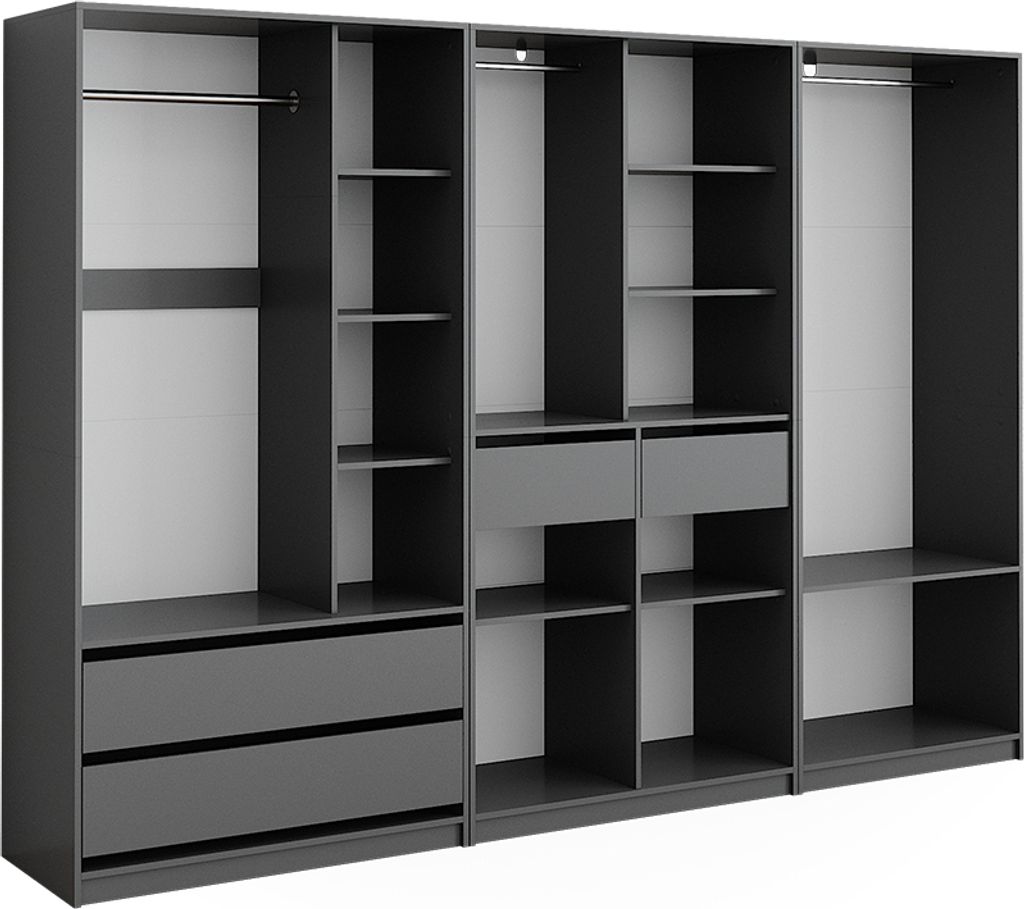 Vicco Kleiderschrank Elmo, 100 x 200 cm 3er Set, Anthrazit Produktbild 1