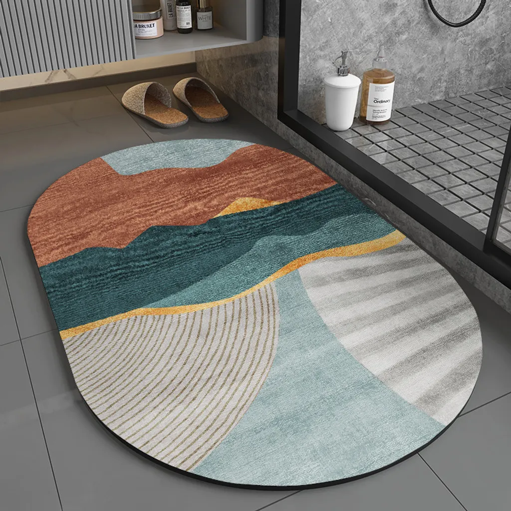 Tappetino Ovale Bagno 40x60 Stile 10: Tecnologia Assorbente e Boho