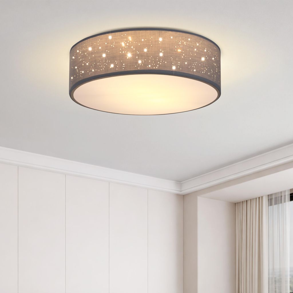 MONZANA® Plafonnier Ciel étoilé Rond Ø 30cm Abat-jour Tissu Image du produit 