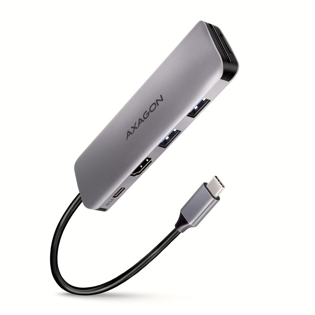 AXAGON Axagon HMC-5 Laptop-Dock/Port-Replikator Kabelgebundener USB 3.2 Gen 1 (3.1 Gen 1) Typ-C Grau