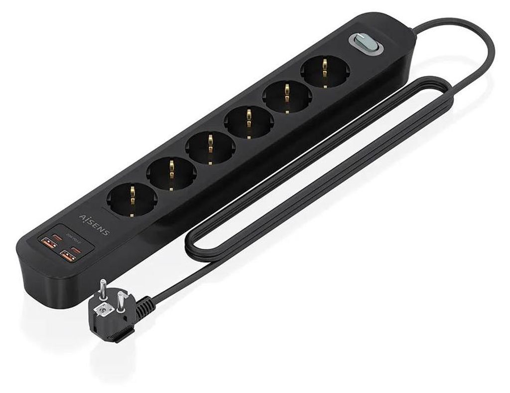 AISENS ASPS-2A2C17-BK, 1,4 m, Drinnen, Typ F, Typ F, 1,5 mm², Kupfer