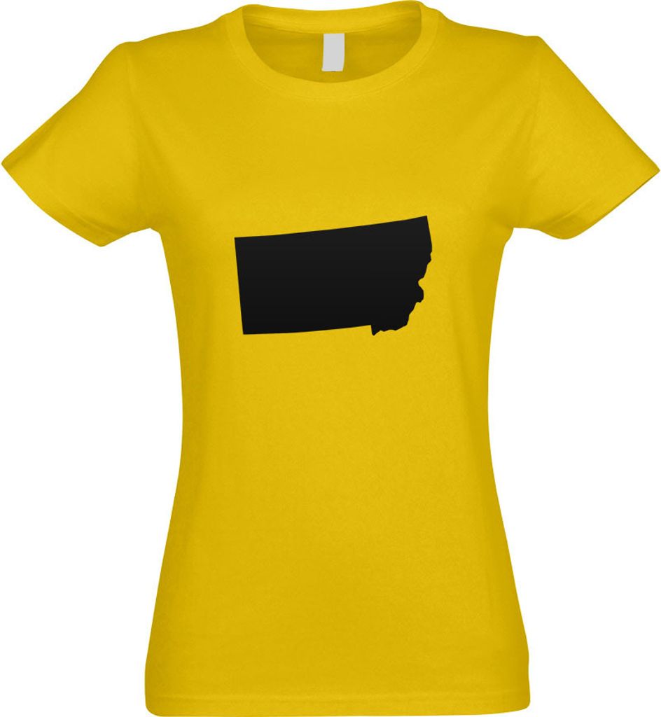 Kiwistar - T-Shirt tailliert - Damen - gelb - USA - Bundesstaat - Montana - mit Motiv Bedruckt - Funshirt Design - Sport - Freizeit - Damen - M