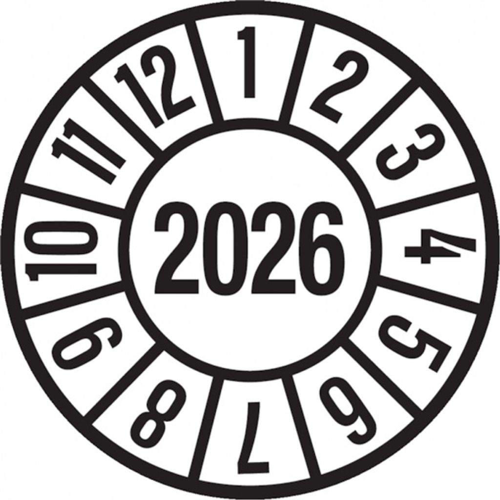 Jahresprüfplaketten ab 26, Jahresfarben, Ø 35mm - Bogen = 10 Plaketten - 35 m...