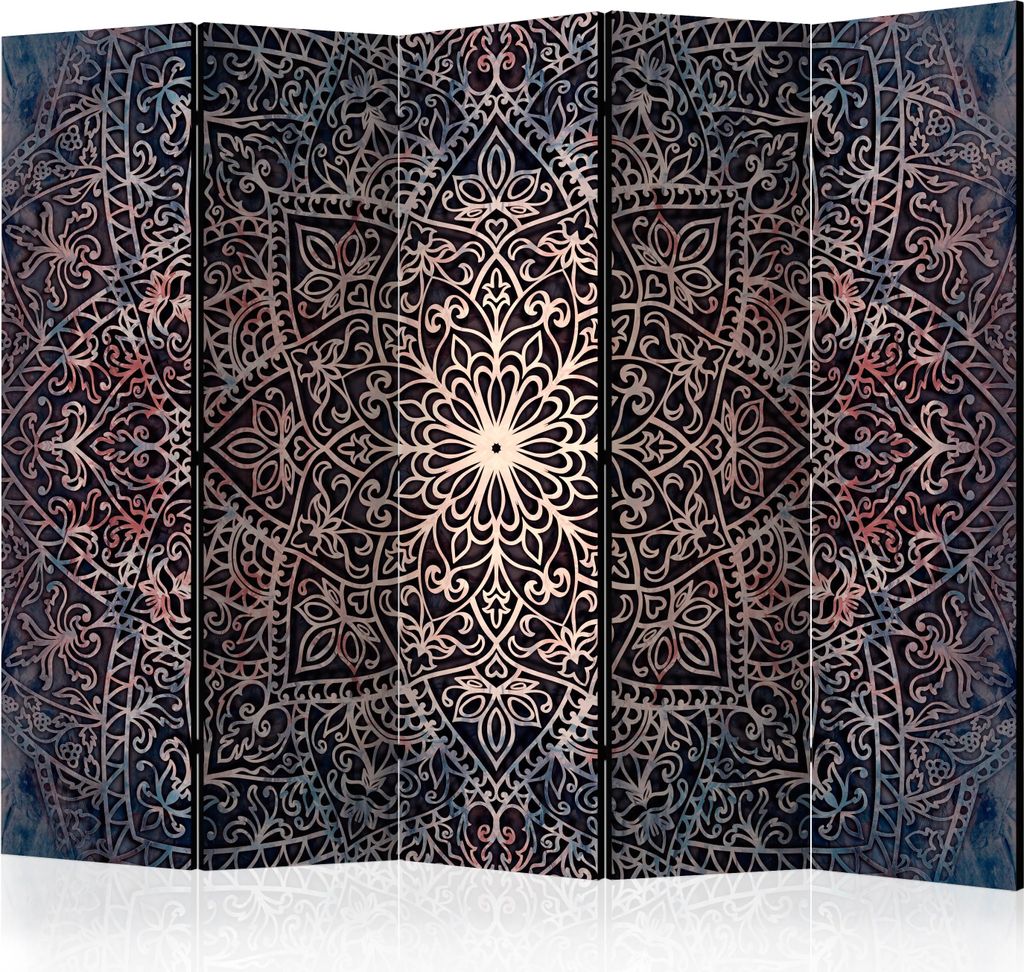 5-teiliger Einseitiger Vlies Paravent - Spiritual Finely II 225x172 cm Orient f-C-0132-z-c