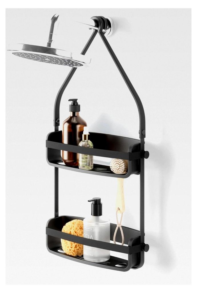 Flex Duschablage mit 2 Ablagen, Badewannenablage und Bad-Organizer, Schwarz