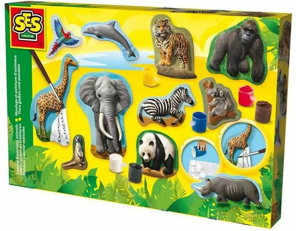 Kit SES Creative Moulage et Peinture Animaux - Pâte à Modeler Argile