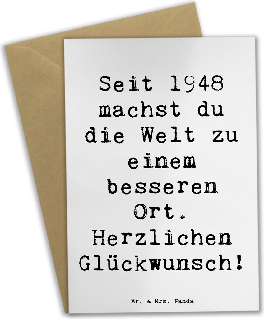 Mr. & Mrs. Panda Grußkarte Spruch 1948 Geburtstag - Weiß - Geschenk, Geburtstagsgeschenk, Glückwunsch, positiver Einfluss, hochzeitskarten, Happ...