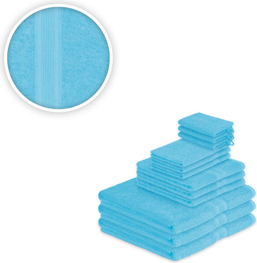 Handtücher Kombi Mini Family Set 12teilig 500 g/m Frottee Türkis
