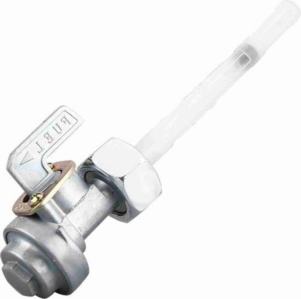 Benzinekraan 14mm Zilver & Wit Aluminium, geschikt voor Honda CM185T/CM200T, Onderdeelnummer 16950-195-702