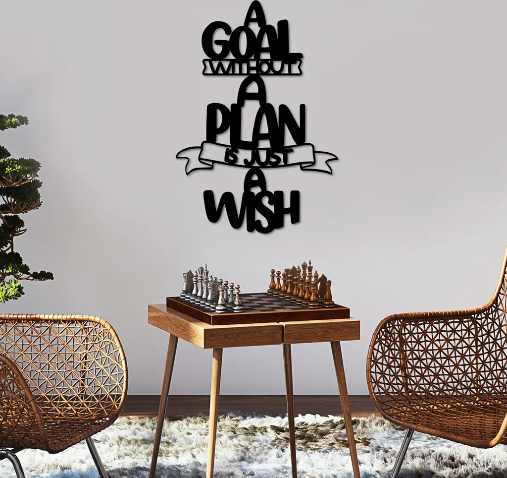 Wallity Plan is Just: Accessorio Metallo Decorativo Nero 30x54