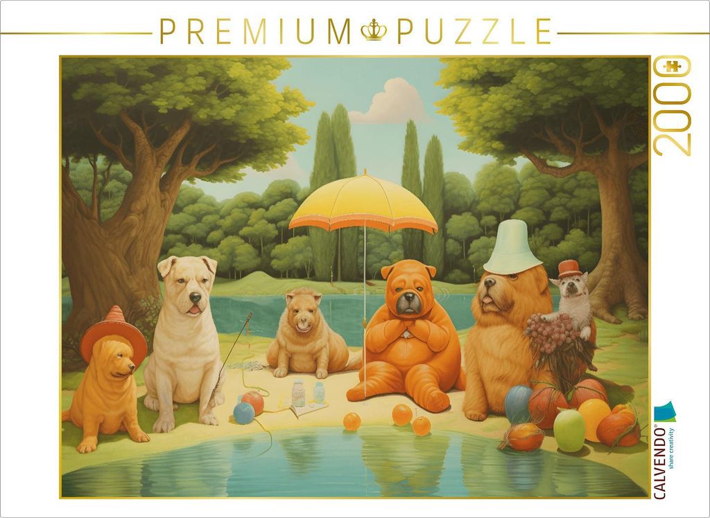 CALVENDO Puzzle Sechs Hunde verbringen den Tag am See | Produktbild 