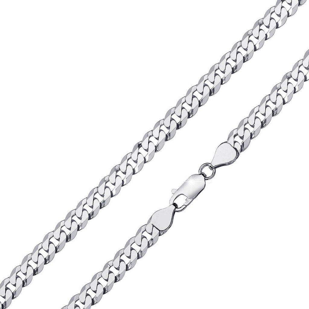 MATERIA Herren Panzerkette Silber 925 6mm flach rhodiniert Produktbild 